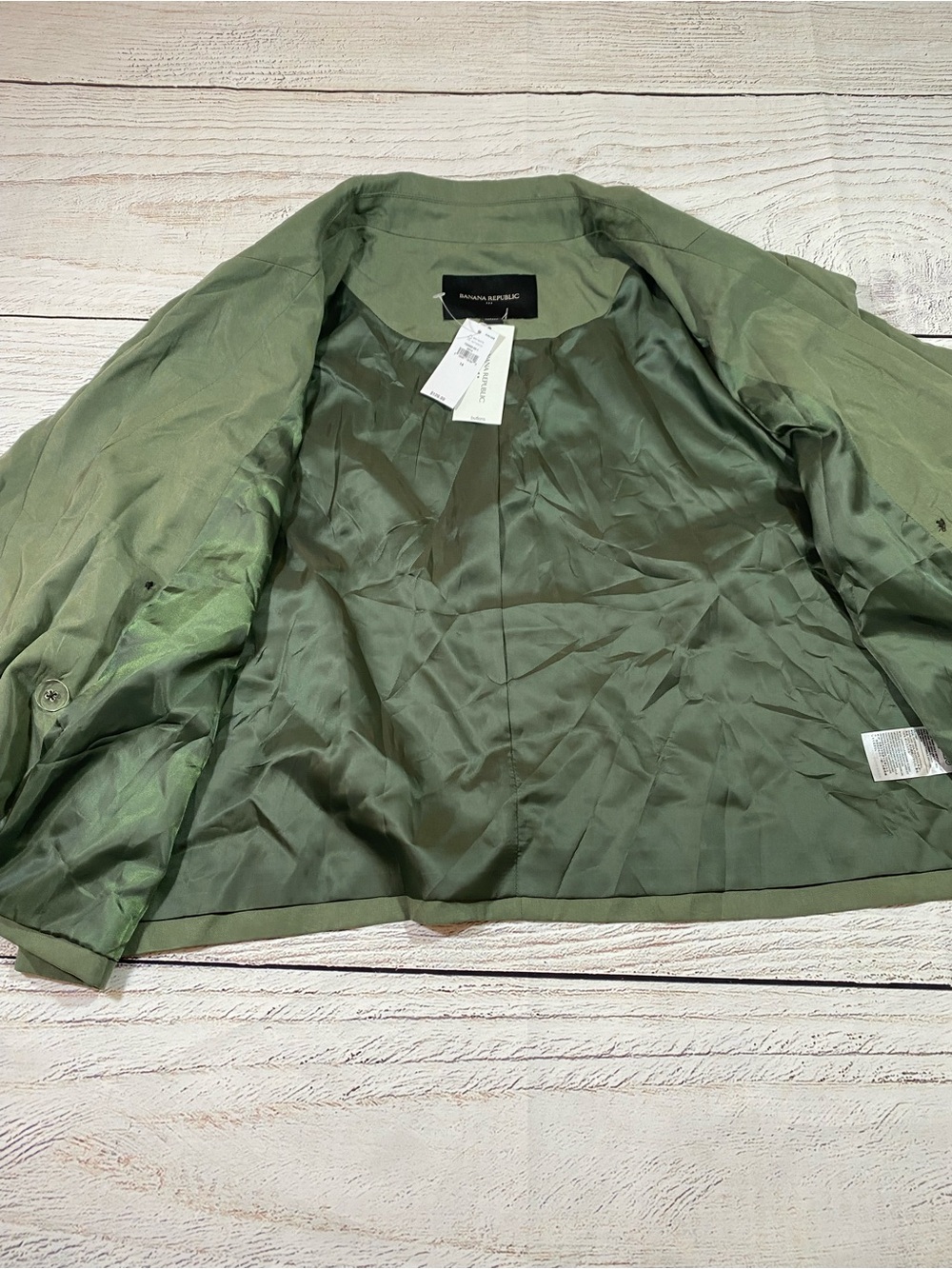 Banana Republic NWT Olive Green Double-Breasted Cropped Blazer Flight Jacket 14 - Picture 7 of 16